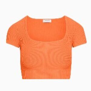 Aritzia Babaton Sculpt Knit Orange Square Neck Crop Top nwot size xxs